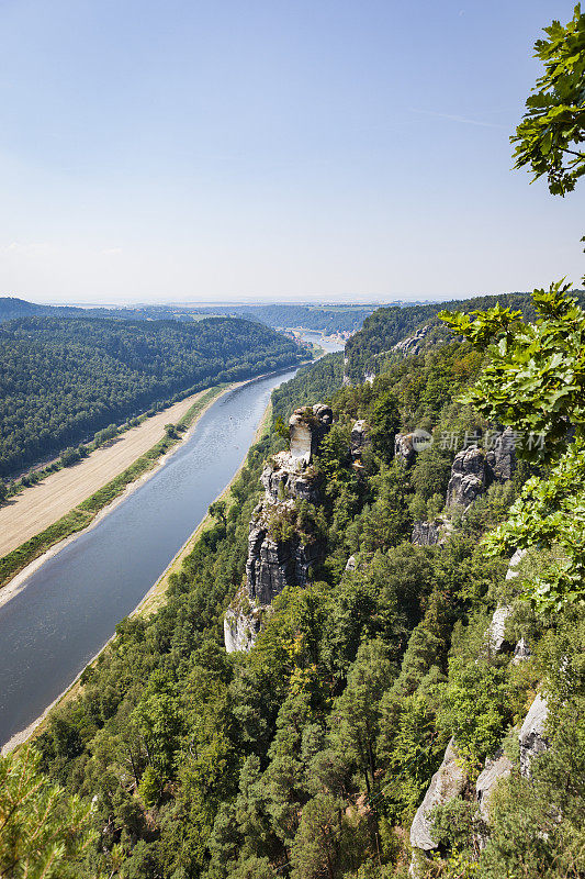 易北河，elbsandsteingebirge - elb砂岩山，萨克森，德国